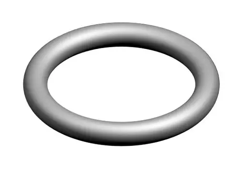 Grauer O-Ring von Bosch auf weißem Hintergrund, mit rundem, glattem Querschnitt und gleichmäßiger Dicke.